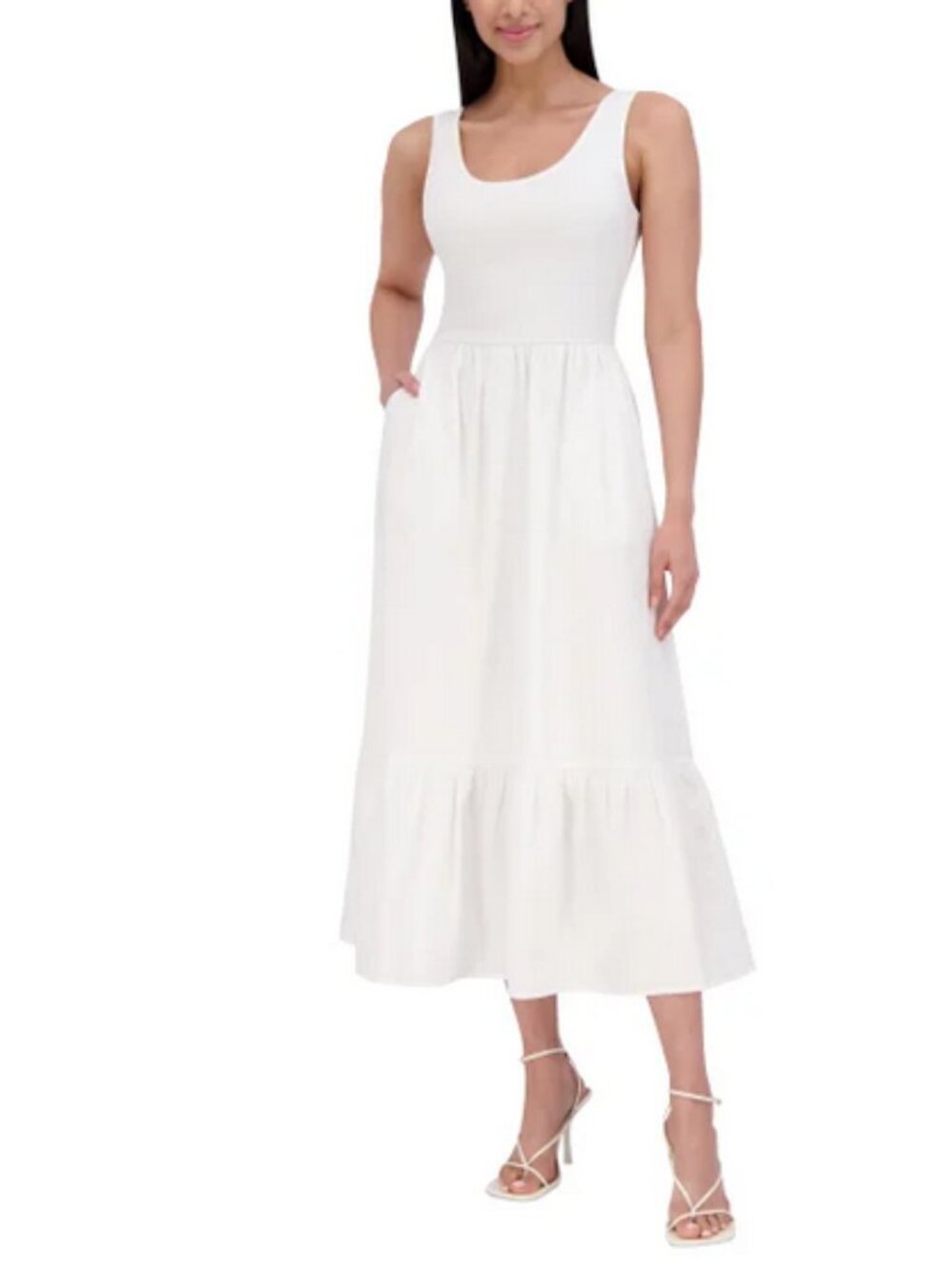 Steve Madden Ladies' Maxi Dress Scoop Neck Sleeveless | White | Small